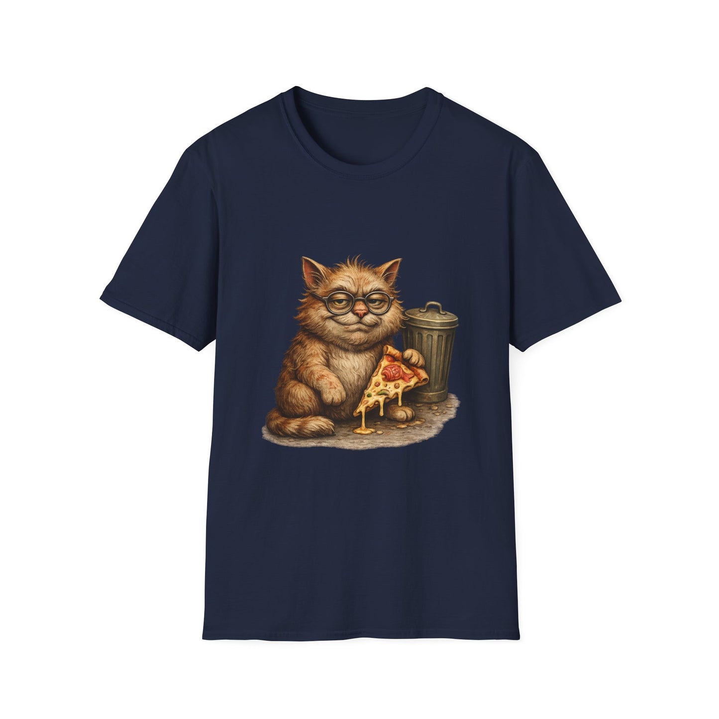 Danny DeVito Cat Parody— Cute Cat with Glasses & Pizza Graphic Tee