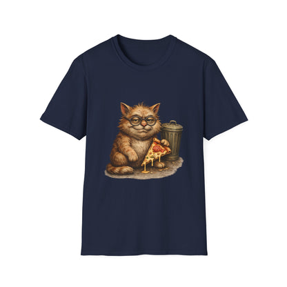 Danny DeVito Cat Parody— Cute Cat with Glasses & Pizza Graphic Tee