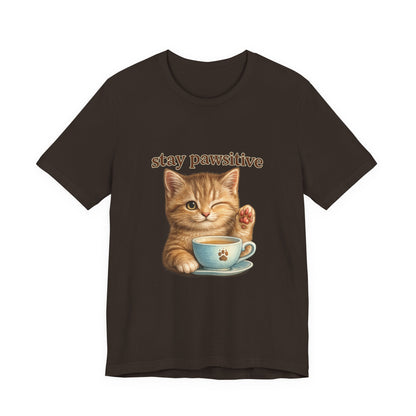 Stay Pawsitive Cute Cat T-Shirt