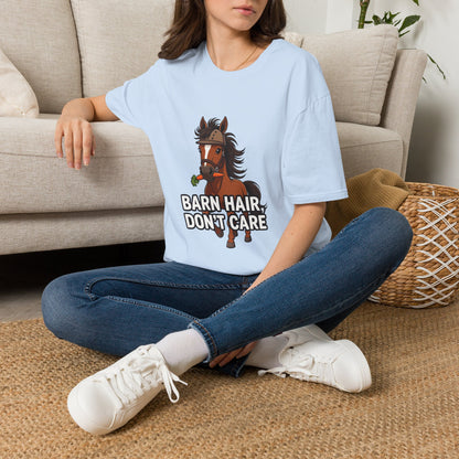 Barn Hair, Don't Care Funny Equestrian T-Shirt