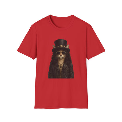 Slash Cat Parody — Vintage Top Hat Guitarist Cat Graphic T‑Shirt