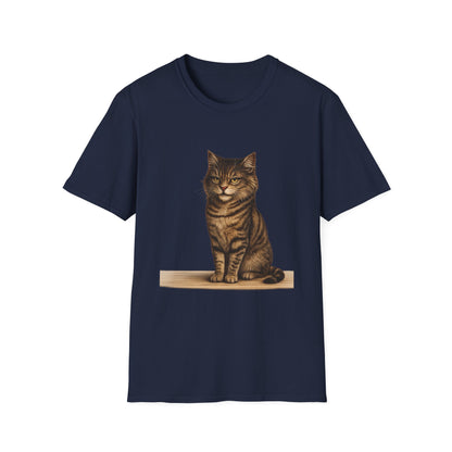 Grumpy Cat Portrait Funny T-Shirt— Realistic Brown Striped Cat Tee for Cat Lovers