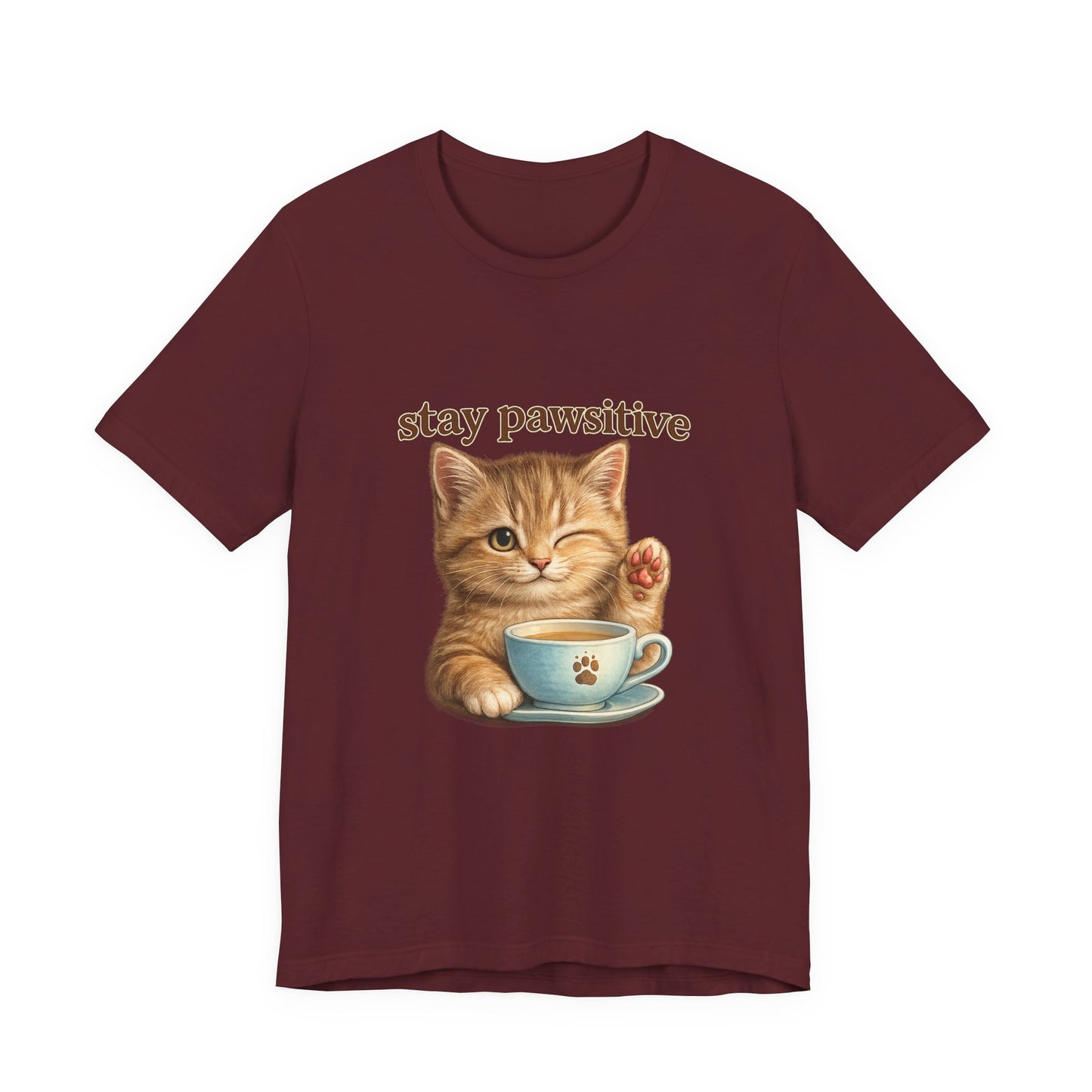 Stay Pawsitive Cute Cat T-Shirt