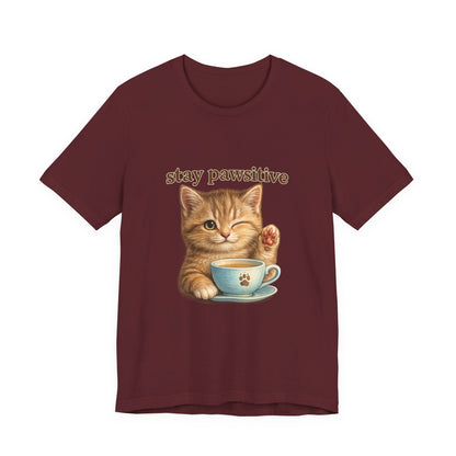 Stay Pawsitive Cute Cat T-Shirt