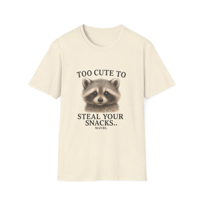 Too Cute to Steal Your Snacks Funny Raccoon T-Shirt