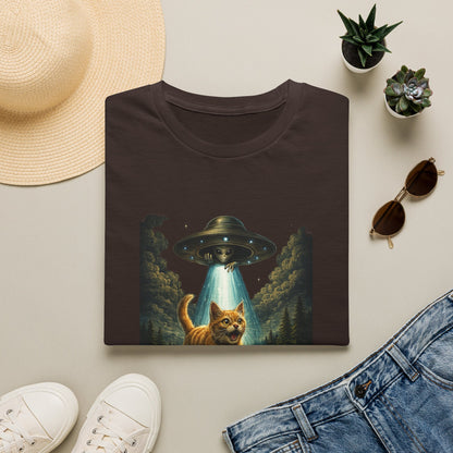 UFO Cat Abduction Funny T-Shirt — "Beam Me Up" Abduction Graphic Tee