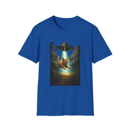 UFO Cat Abduction Funny T-Shirt — "Beam Me Up" Abduction Graphic Tee