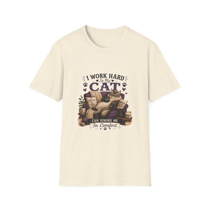 I Work Hard So My Cat Can Ignore Me T-Shirt — Funny Cat Lover Tee