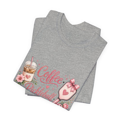 Pickleball Tee — "Coffee, Pickleball, Repeat" Floral Graphic Shirt