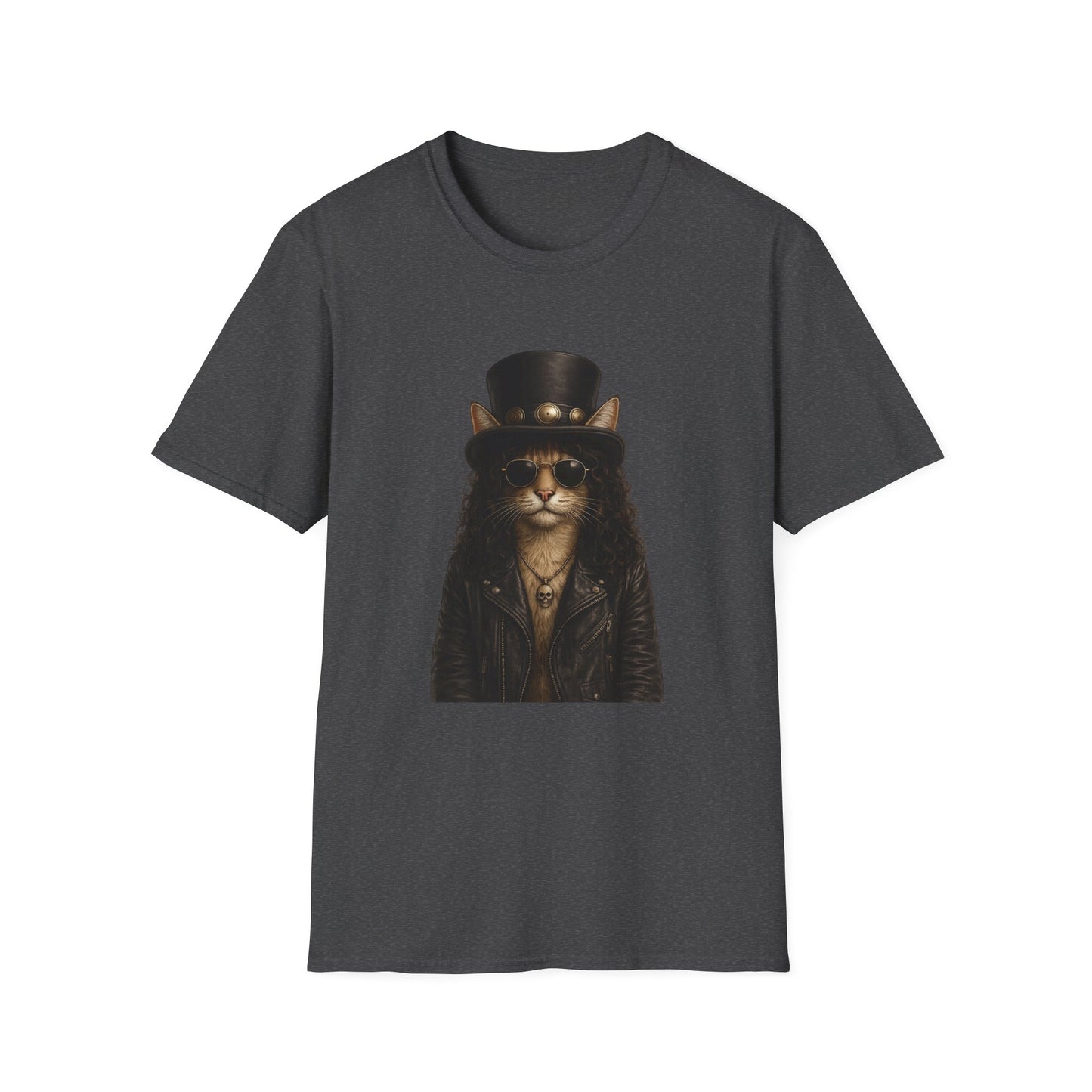 Slash Cat Parody — Vintage Top Hat Guitarist Cat Graphic T‑Shirt