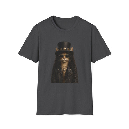 Slash Cat Parody — Vintage Top Hat Guitarist Cat Graphic T‑Shirt