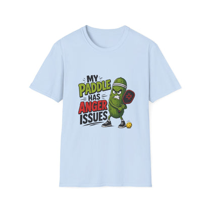 Pickle Paddle T‑Shirt — "My Paddle Has Anger Issues" Funny Pickleball Tee