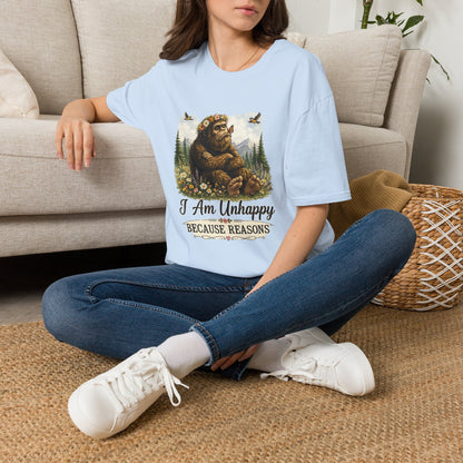I Am Unhappy Because Reasons Funny Bigfoot T-Shirt
