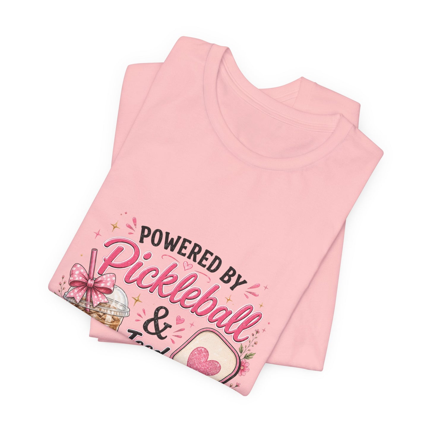 Pickleball & Iced Coffee Tee — 'Powered by Pickleball & Iced Coffee' Graphic Shirt