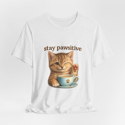 Stay Pawsitive Cute Cat T-Shirt