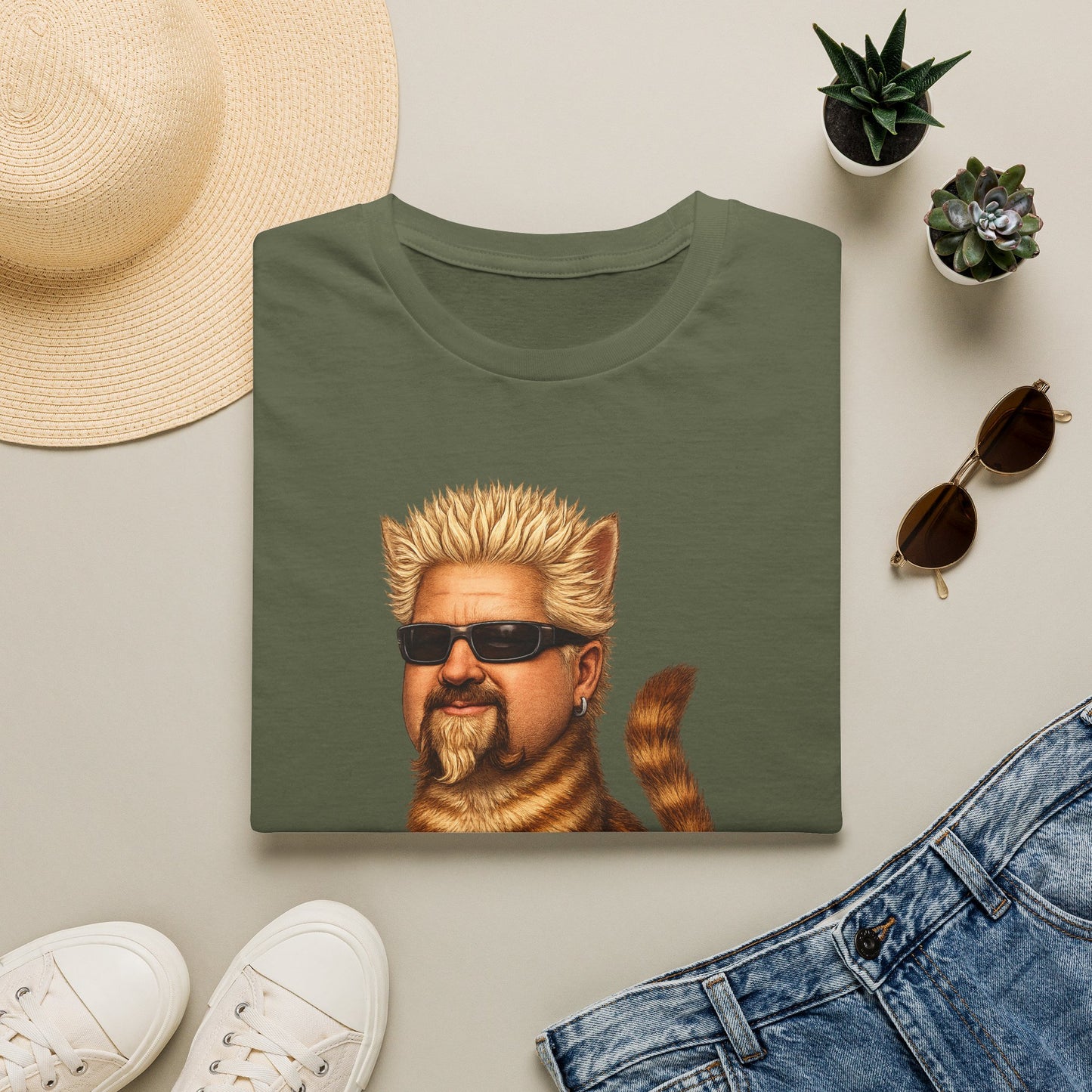 Guy Fieri Cat Funny Parody T-Shirt