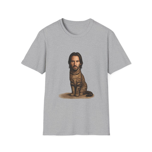 Keanu Reeves Cat Parody — Surreal Celebrity-Style Cat Portrait Shirt