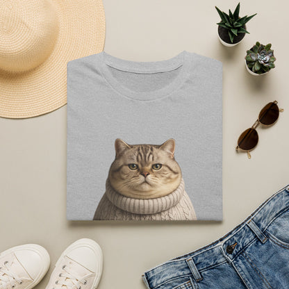 Chonky Sweater Cat - Cat in Cozy Sweater T-Shirt — Funny Cute Cat Graphic Tee
