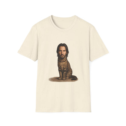 Keanu Reeves Cat Parody — Surreal Celebrity-Style Cat Portrait Shirt