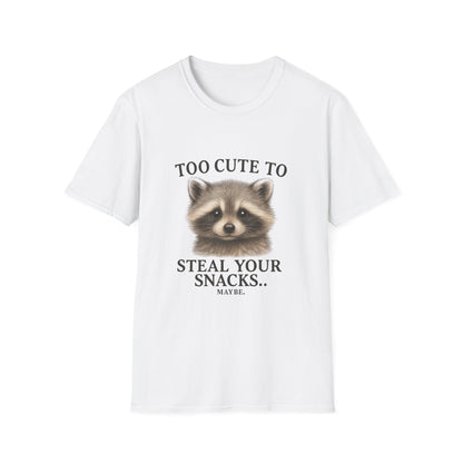 Too Cute to Steal Your Snacks Funny Raccoon T-Shirt
