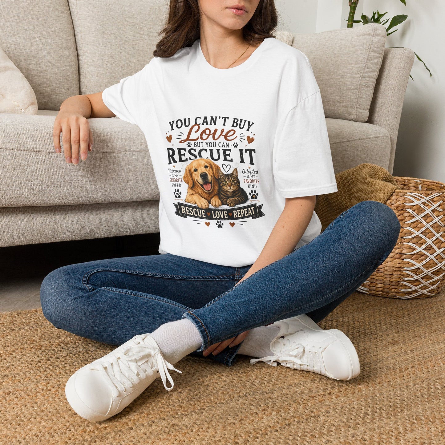 Rescue It T-Shirt — "You Can't Buy Love But You Can Rescue It" Dog Rescue Tee