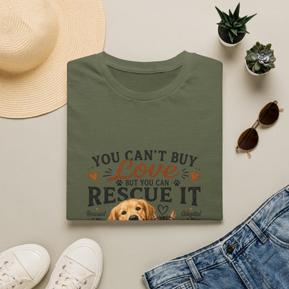 Rescue It T-Shirt — "You Can't Buy Love But You Can Rescue It" Dog Rescue Tee