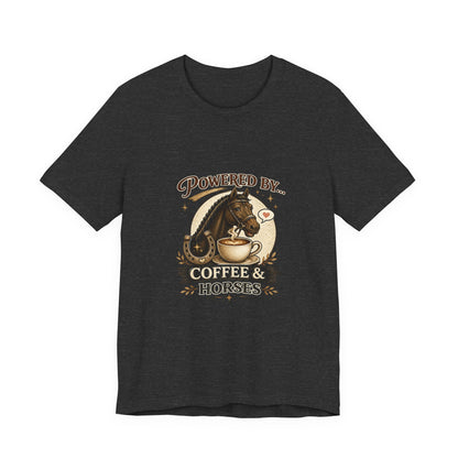 Powered By Coffee & Horses Funny Equestrian T-Shirt