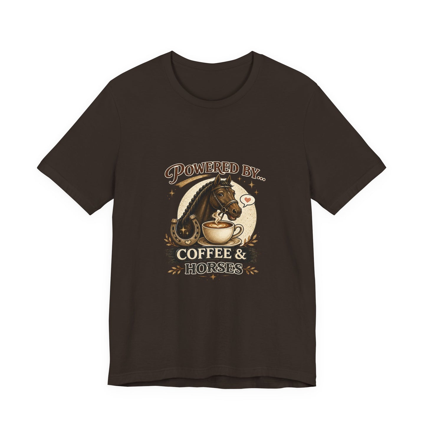 Powered By Coffee & Horses Funny Equestrian T-Shirt