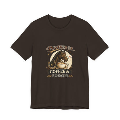 Powered By Coffee & Horses Funny Equestrian T-Shirt