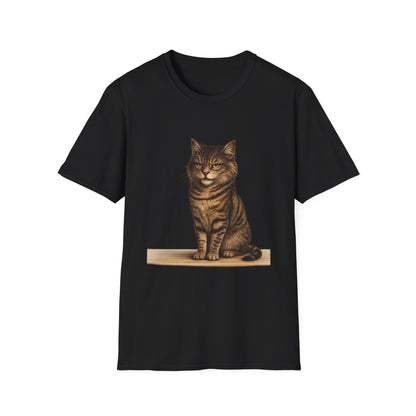 Grumpy Cat Portrait Funny T-Shirt— Realistic Brown Striped Cat Tee for Cat Lovers