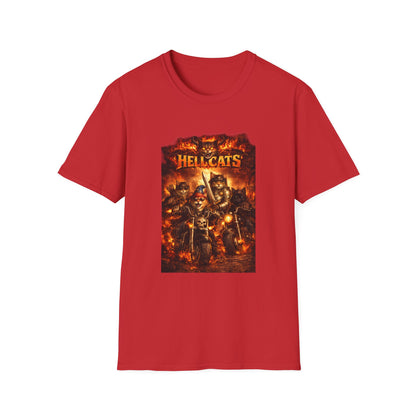 Hellcats Biker Gang Funny Cat T-Shirt — Fiery Demon Cat Band Tee