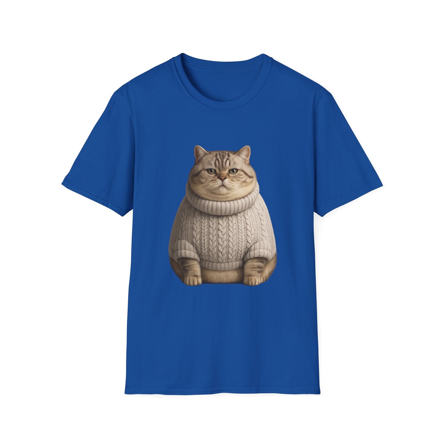 Chonky Sweater Cat - Cat in Cozy Sweater T-Shirt — Funny Cute Cat Graphic Tee