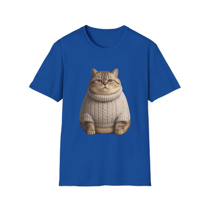 Chonky Sweater Cat - Cat in Cozy Sweater T-Shirt — Funny Cute Cat Graphic Tee