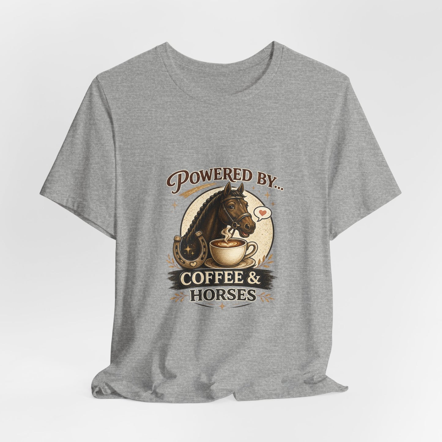 Powered By Coffee & Horses Funny Equestrian T-Shirt