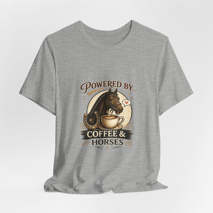 Powered By Coffee & Horses Funny Equestrian T-Shirt