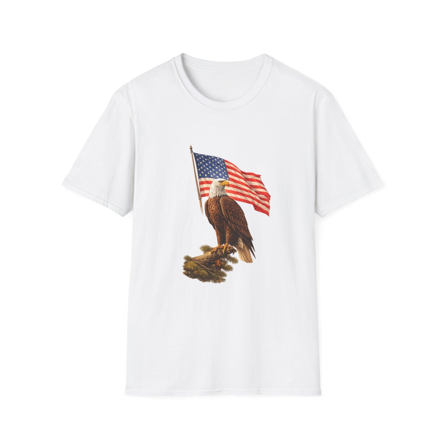 Eagle & American Flag T-Shirt — Patriotic Bald Eagle Tee for 4th of July