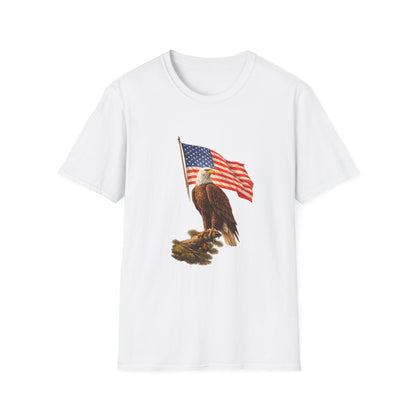 Eagle & American Flag T-Shirt — Patriotic Bald Eagle Tee for 4th of July
