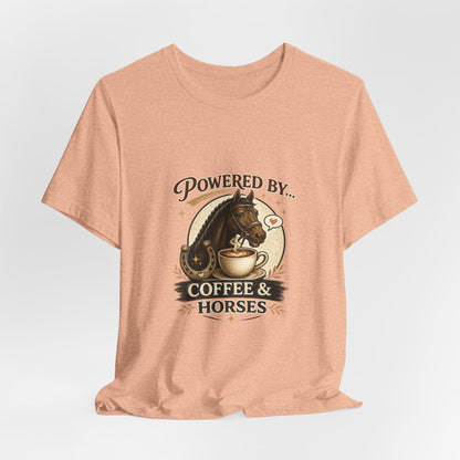 Powered By Coffee & Horses Funny Equestrian T-Shirt