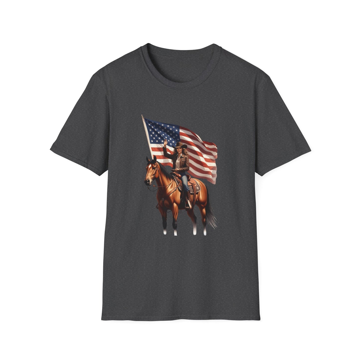 Patriotic Cowgirl American Flag Rodeo T-Shirt