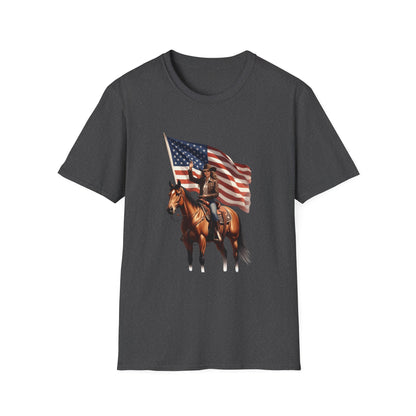 Patriotic Cowgirl American Flag Rodeo T-Shirt