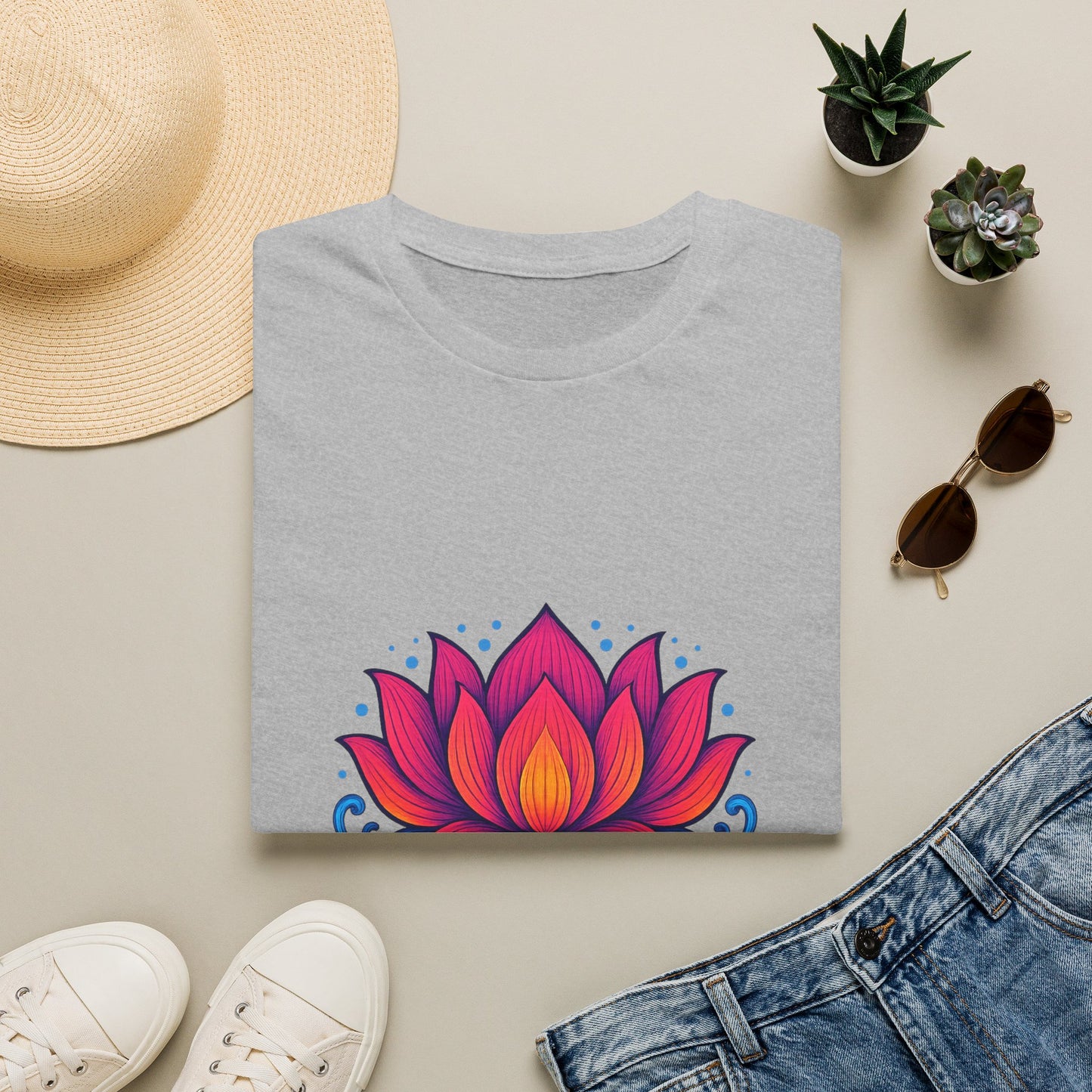 Vibrant Lotus Flower Sacred Indian Art T-Shirt
