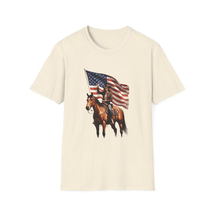 Patriotic Cowgirl American Flag Rodeo T-Shirt