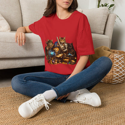 D&D Cats Party Funny Parody T-Shirt — Cute RPG Kitty Wizards & Warriors Tee