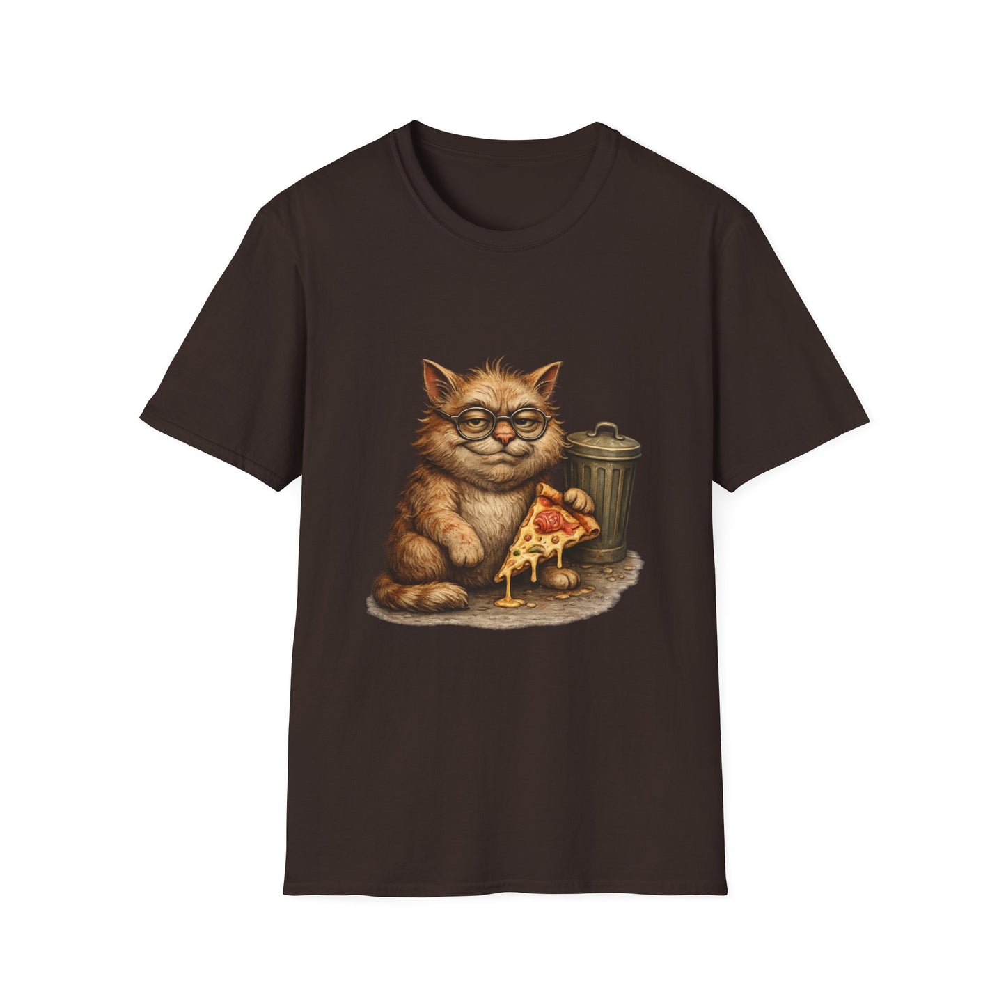 Danny DeVito Cat Parody— Cute Cat with Glasses & Pizza Graphic Tee