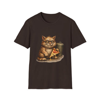 Danny DeVito Cat Parody— Cute Cat with Glasses & Pizza Graphic Tee