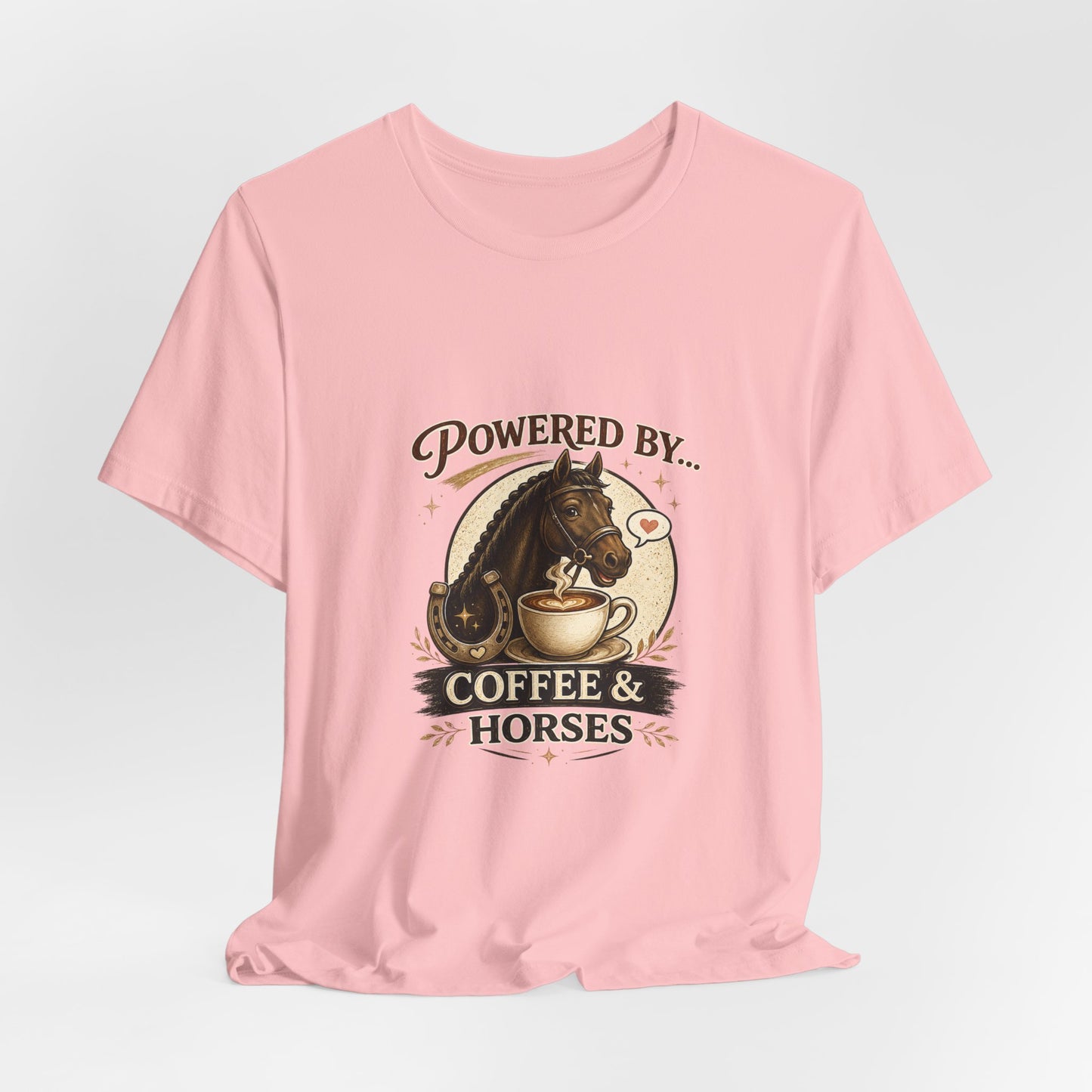 Powered By Coffee & Horses Funny Equestrian T-Shirt
