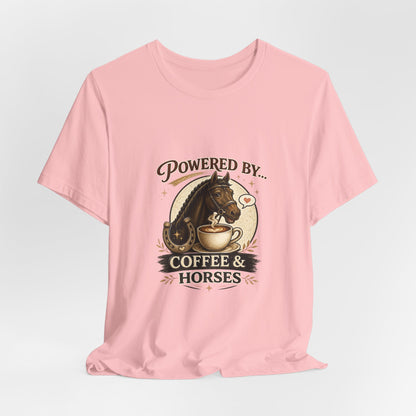 Powered By Coffee & Horses Funny Equestrian T-Shirt