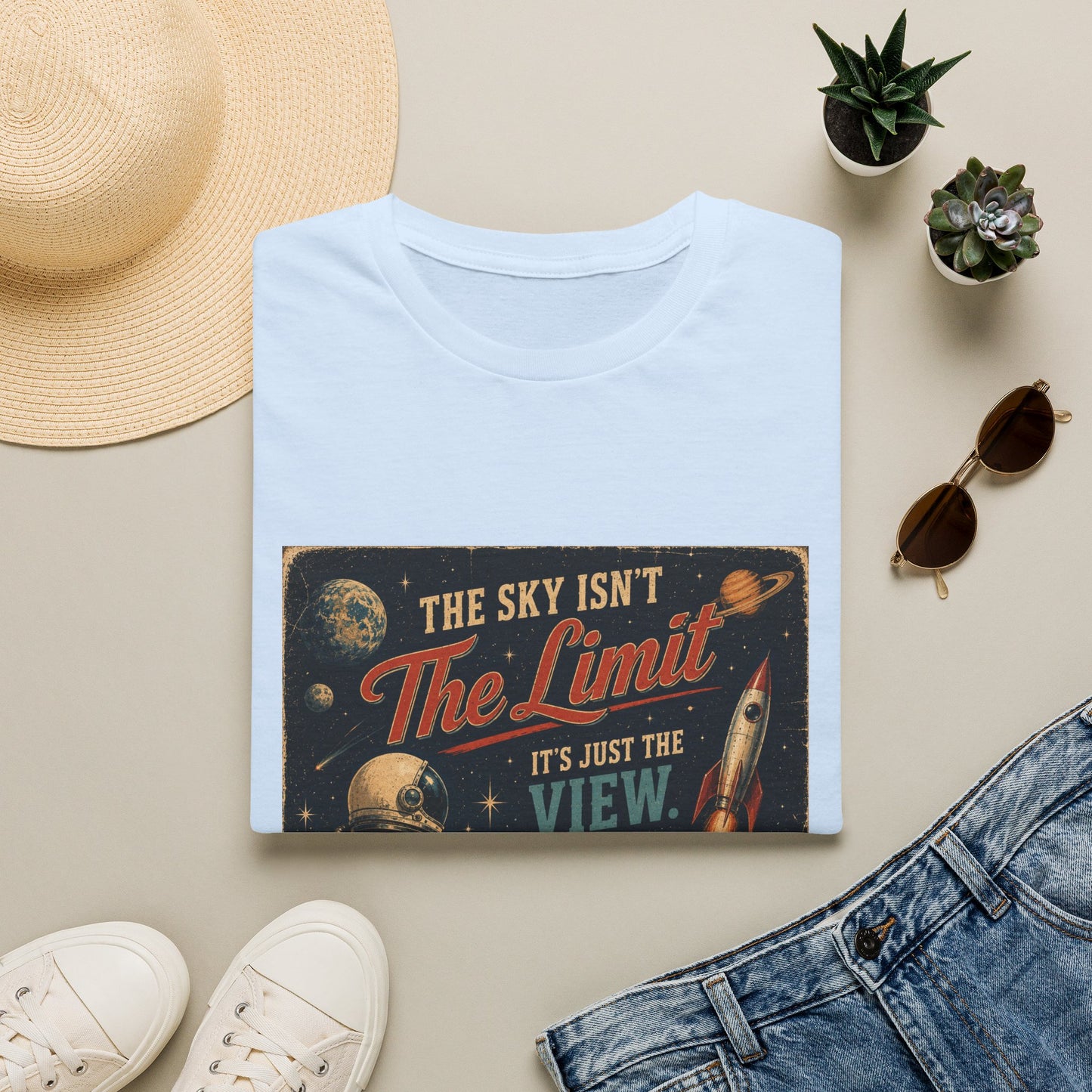 T-Shirt — "The Sky Isn't The Limit" Vintage Space Retro Graphic Tee