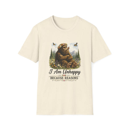 I Am Unhappy Because Reasons Funny Bigfoot T-Shirt