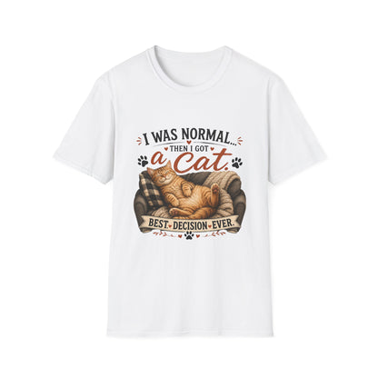 Cat Lover T-Shirt — "I Was Normal Then I Got a Cat" Cozy Graphic Tee